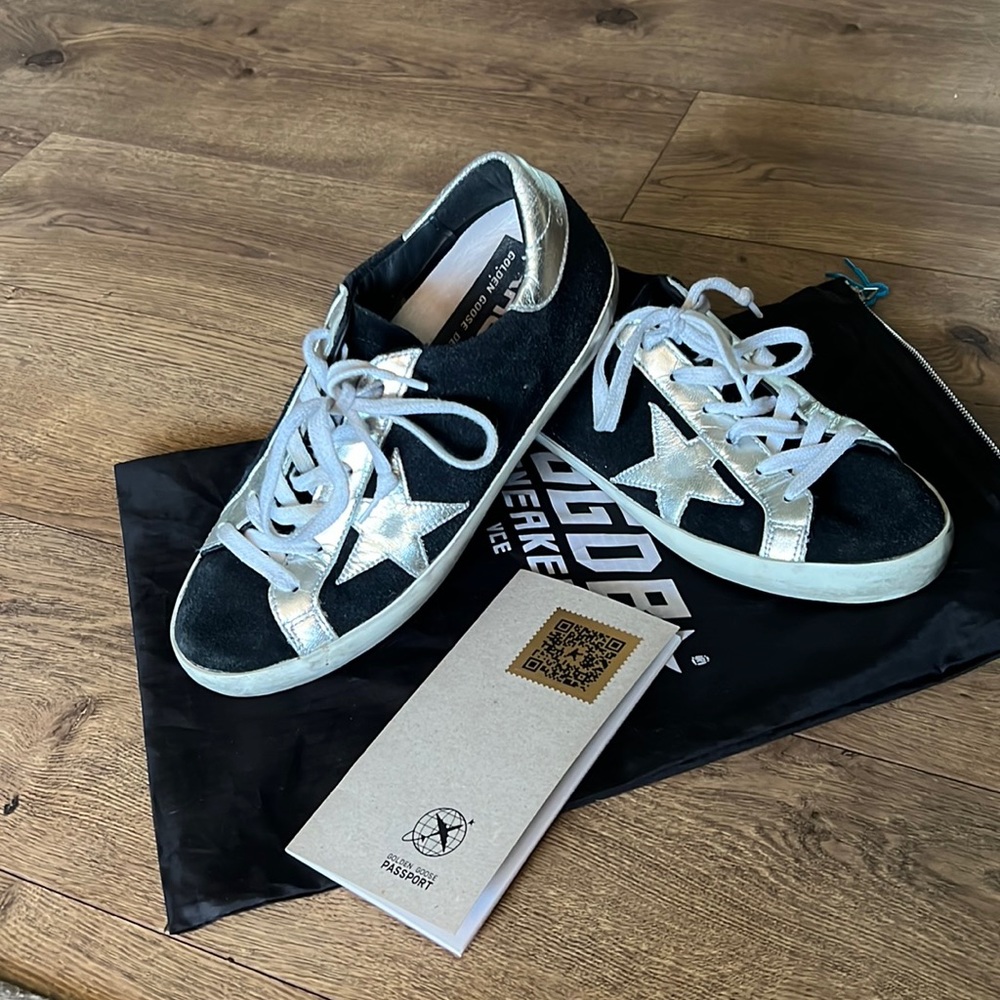 Golden Goose black/ silver metallic rare size 37